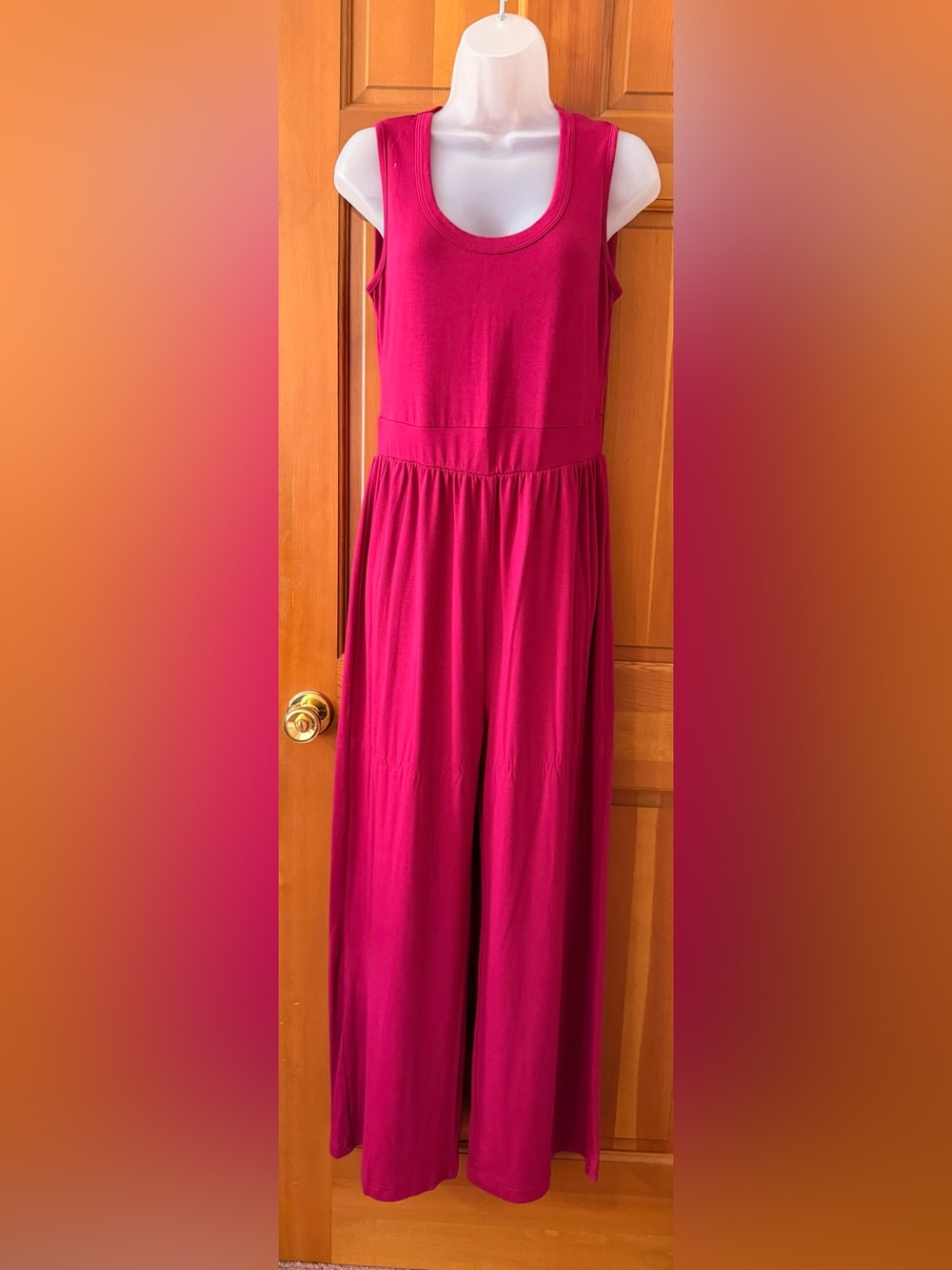 Sleeveless Wide-Leg Jumpsuit in Berry Pink